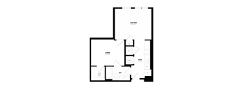 a floor plan of a small house with a bedroom and a living room