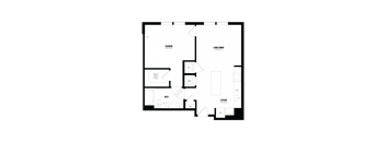 the floor plan of a small apartment with a bedroom and a living room