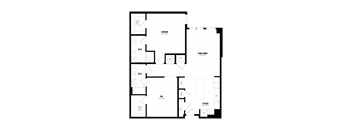 a floor plan of a home with a rectangular floor plan and a garage