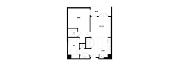 a floor plan of a home with a bedroom and a living room
