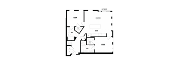 a floor plan of a bedroom apartment with a small footprint