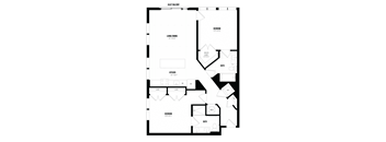 a floor plan of a unit with a bedroom and a living room