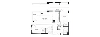A black and white image of a floor plan for a house.