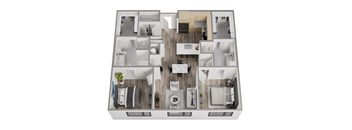 a 3d floor plan of a home with a bedroom and living room