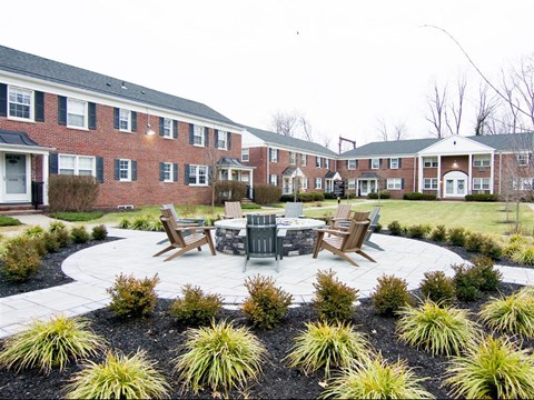 Outdoor fire pit with social seating at Alister Morristown, Morristown, 07960