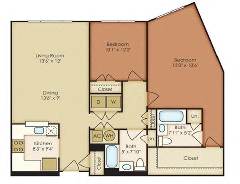 two bedroom floor plan | the madison at ballston station