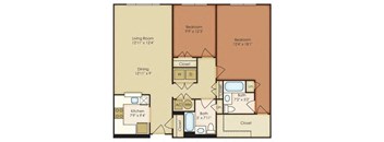 a floor plan of a home with two bedrooms and two bathrooms