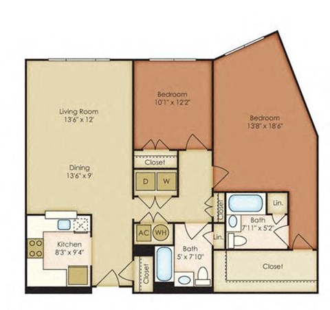 two bedroom floor plan | the madison at ballston station