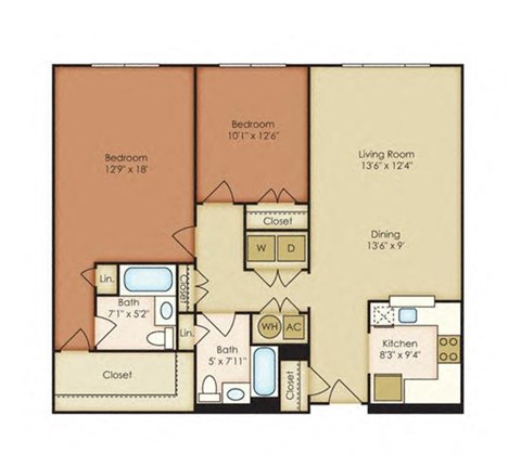 two bedroom floor plan | the madison at ballston station
