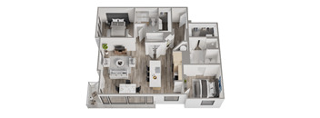 a234 floor plan  1 bedroom with 2 baths  1192 square feet