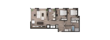a bedroom floor plan of a house with a bedroom and a living room