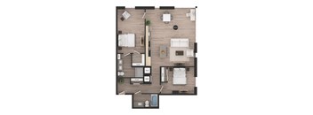 a floor plan of 980 sq ft with a bedroom and a living room