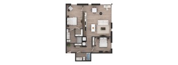 a floor plan of a condo with a bedroom and a living room
