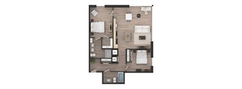 a floor plan of 980 sq ft with a bedroom and a living room