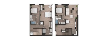 a floor plan of a bedroom and a living room
