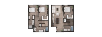 a floor plan of a house with a bedroom and a living room