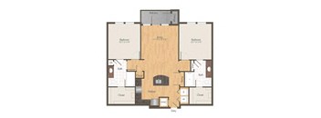 two bedroom two and a half bath floor plan
