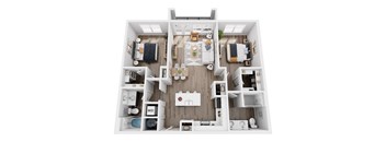 a 3d floor plan of a bedroom