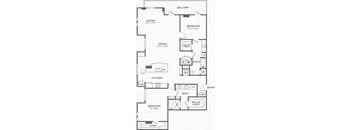 A black and white image of a floor plan for a balcony apartment.