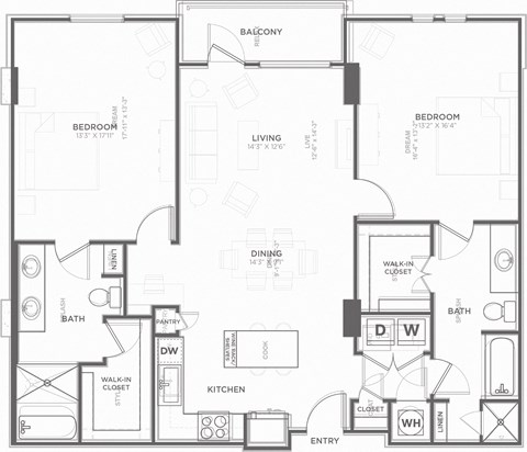 A black and white image of a floor plan for a house.