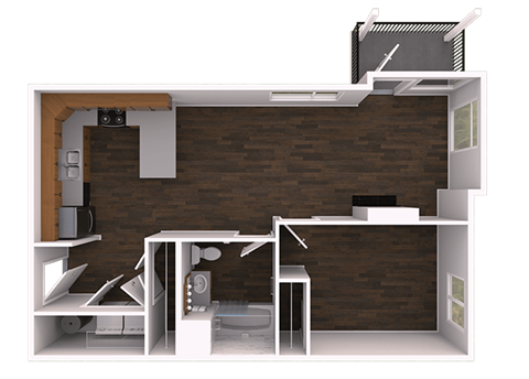 a sq. ft. apartment squeezed into a small space