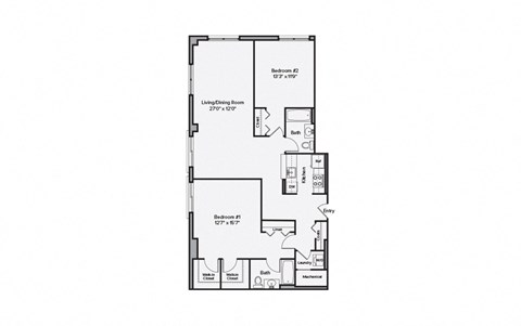 a floor plan of a 1 bedroom floor plan