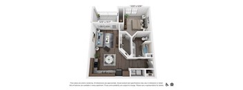 a floor plan of a 1 bedroom apartment