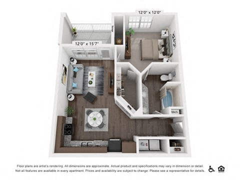 A1 Floor Plan at 95twenty Apartments, Austin, TX