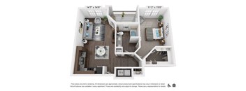 a floor plan of a 1 bedroom apartment
