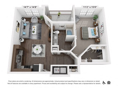 A2 Floor Plan at 95twenty Apartments, Austin, TX, 78717