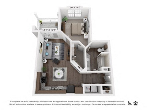 A3 Floor Plan at 95twenty Apartments, Texas