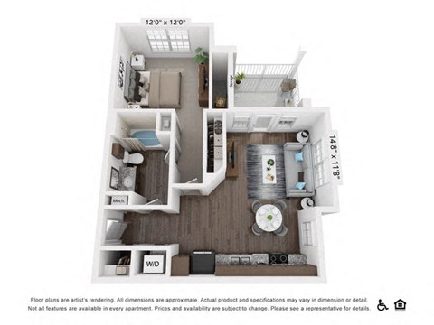 A4 Floor Plan at 95twenty Apartments, Austin, Texas