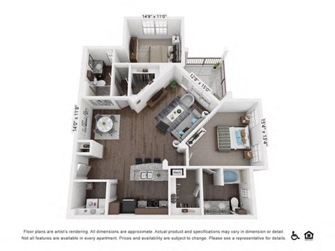 B2 Floor Plan at 95twenty Apartments, Texas, 78717