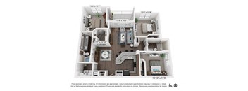 a 3d floor plan of a apartments