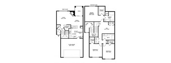 a floor plan of a two story house with two bedrooms and two bathrooms