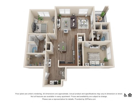 Two Bedroom Floor Plan at Rockvue, Broomfield, Colorado
