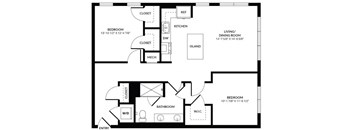 a floor plan of a home with two bedrooms and two bathrooms
