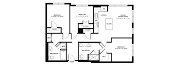 a floor plan of a home with two bedrooms and two bathrooms