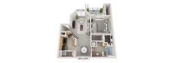 a floor plan of a 1 bedroom apartment