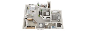 this is a 3d floor plan of a 515 square foot 1 bedroom apartment at the
