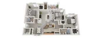 a floor plan of a 3 bedroom apartment at the crossings at white marsh apartments in white marsh