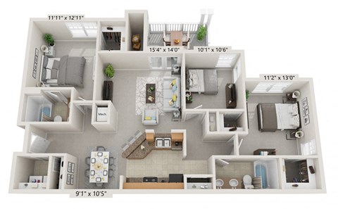 C1 Floor Plan at Tradition at Stonewater, Cary, 27519