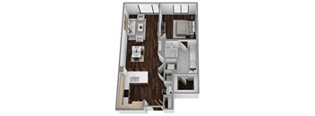 a floor plan of a two bedroom apartment with two bathrooms and a balcony