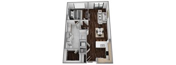a 3d floor plan of a two bedroom apartment