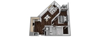 vector illustration of a 1 bedroom apartment