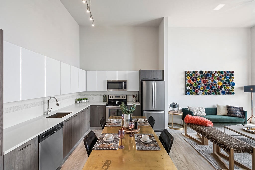 Kitchen And Living Area at Caoba Miami Worldcenter, Miami, FL