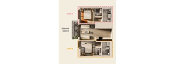 the floor plan of unit a of the shared space