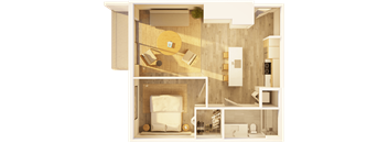 A 3D rendered image of a modern bathroom interior.