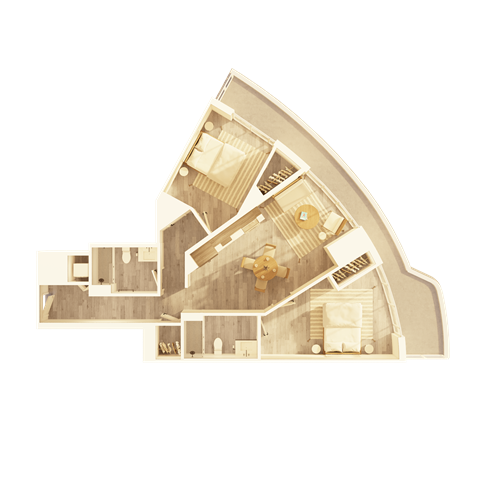 A cutaway view of a house showing the interior layout.
