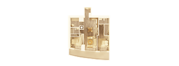 A cutaway view of a house showing the interior layout.